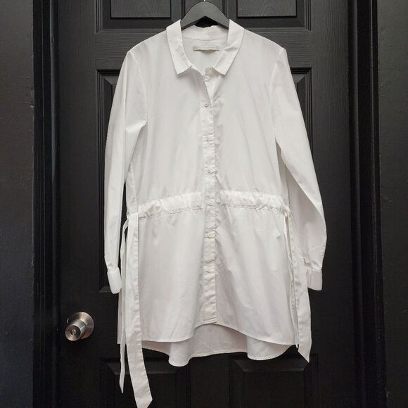 Mona Thalheimer Sz. L White Side Tie Blouse Capsule Minimalist - Picture 3 of 15